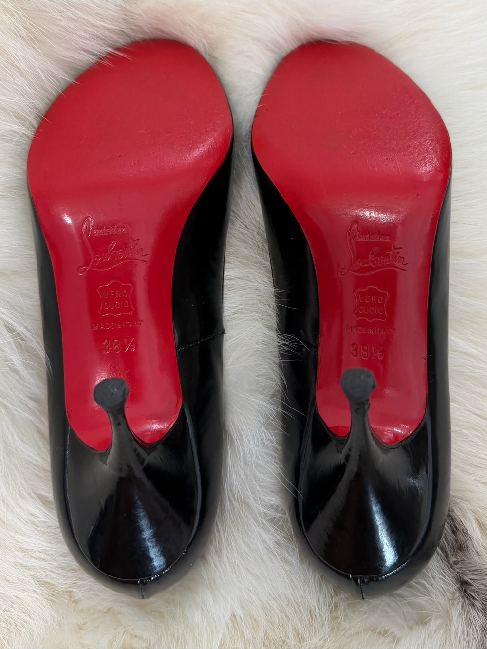 Christian Louboutin You You Black Patent Leather Peep Toe Pumps - 38.5 WORN ONCE - Picture 8 of 12